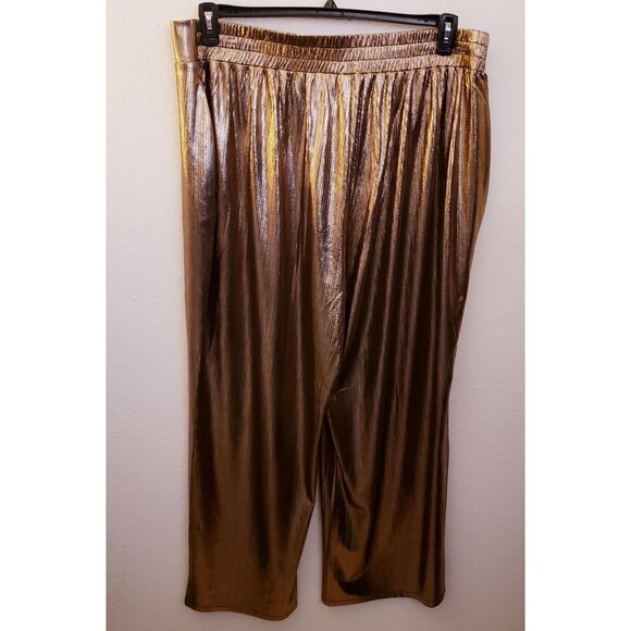 Nina Parker Bronze Metallic Duster Pants Coord Set Party Festive Holiday 2X NWT - Picture 7 of 15